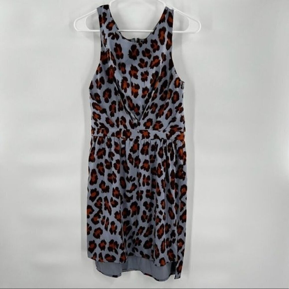 Walter Baker dress S grey animal print sleeveless ruched waist